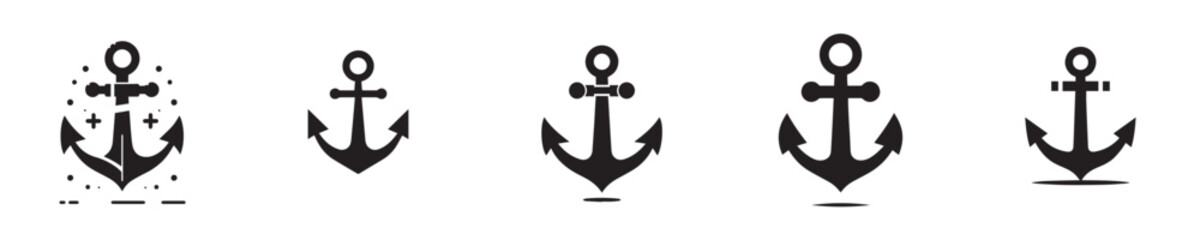 ship anchor silhouette icon vector