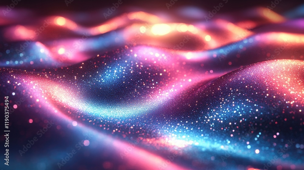 Poster luminous waves of color and light create mesmerizing, dynamic la