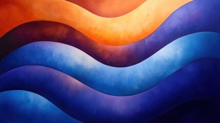 Obraz premium Abstract wavy background with orange, blue, and brown shades.