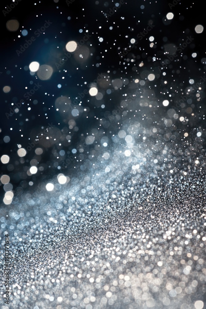 Poster glittering particles create mesmerizing depth effect against dar