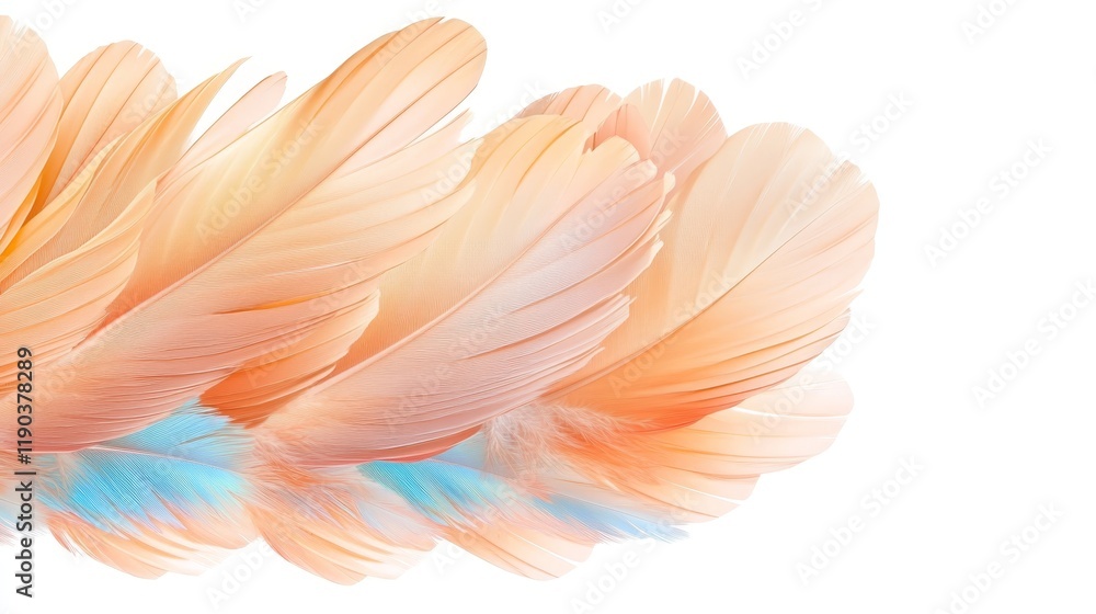 Poster three delicate feathers on pristine white backdrop study in texture and contrast