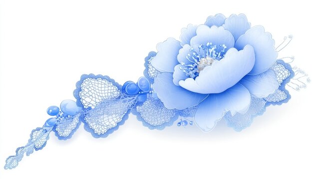 Exquisite blue flower embellished with intricate lace stunning display of artistry and craftsmanship