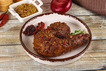Baked pork tenderloin with mustard