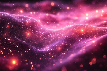 Fototapeta premium Abstract Cosmic Landscape with Glowing Pink and Purple Particles for Digital Art Design