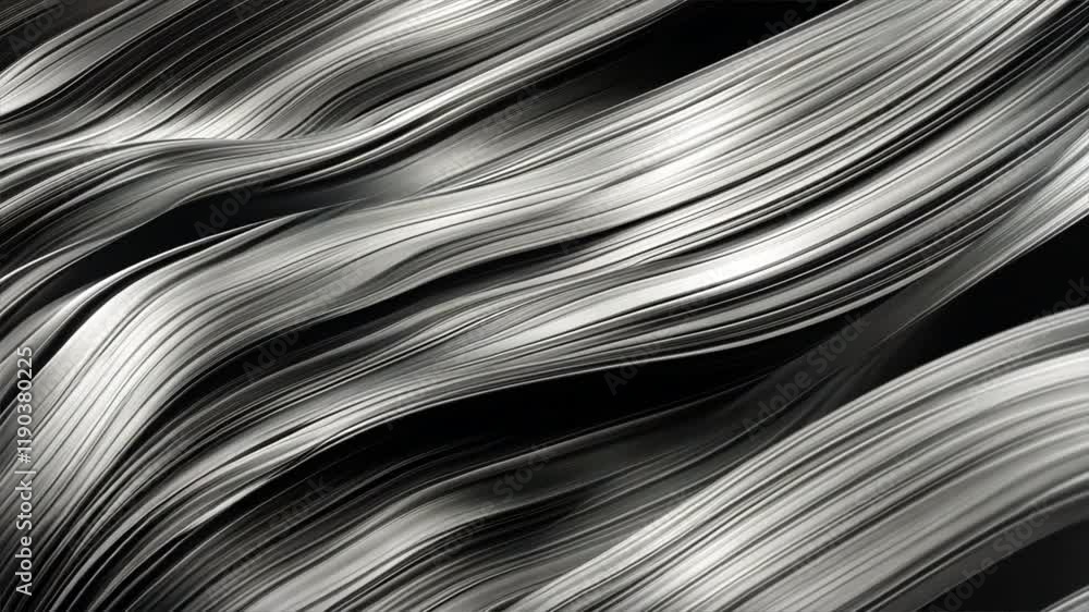 Poster dynamic and elegant metallic waves flowing lines create modern abstract background for creative desi