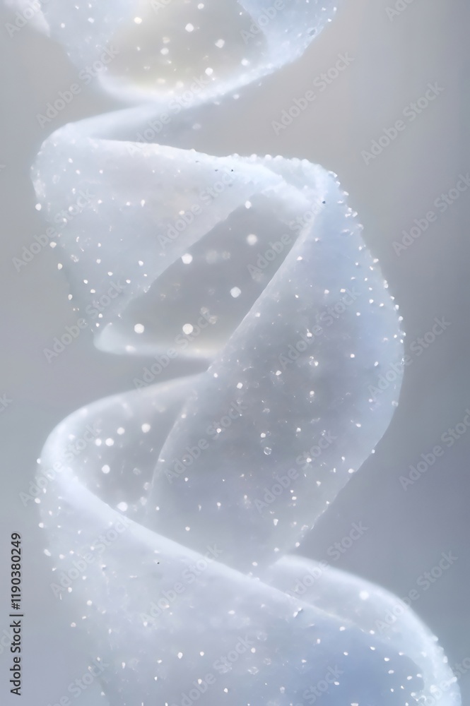 Sticker Abstract spiral of translucent white material with small bubbles.