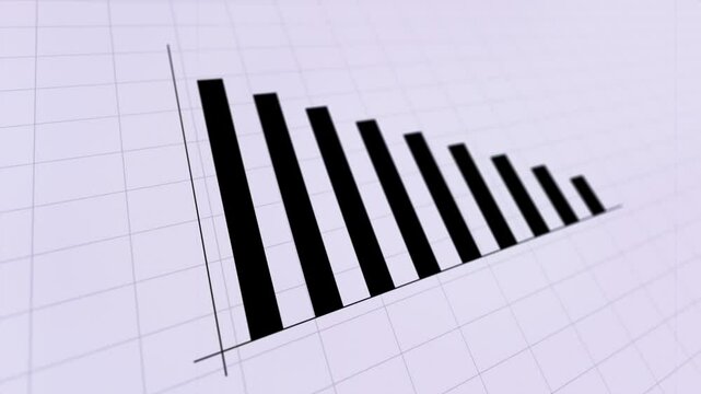 Graph bar chart falling down animation, close up business loss report suitable for motion graphic footage about finance, stock market, investment and economic growth.