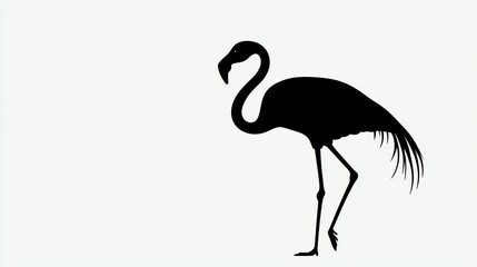 Fototapeta premium Elegant black flamingo silhouette minimalist art digital illustration modern design