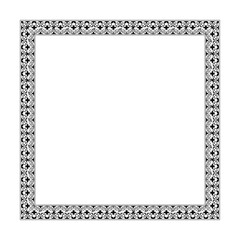 Obraz premium Square monochrome floral european national pattern frame. Ethnic square ornament of Ancient Greece, Roman Empire, India. Pattern frame for square surfaces, invitations, textiles, engraving, embroidery