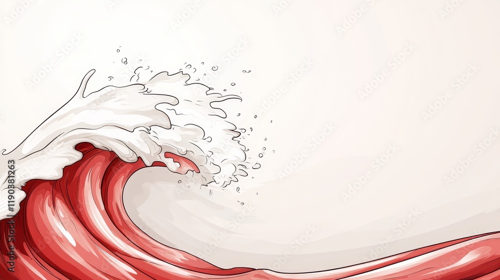 Aufkleber dynamic red wave abstract art captivating visual of flowing lines and vibrant hues