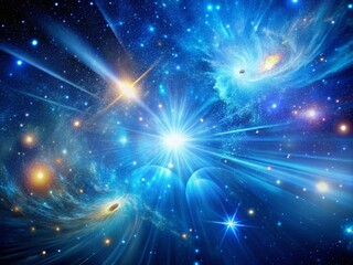 Abstract Cosmic Background: Blue Galaxy, Big Bang, Falling Stars, Celestial Universe
