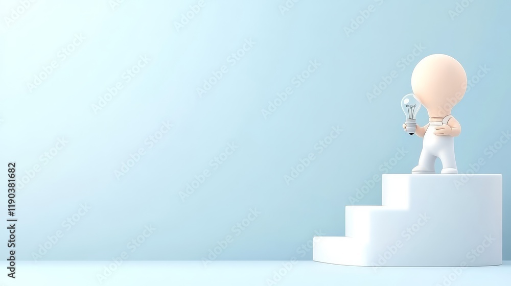 Aufkleber conceptual image of small person standing on white pedestal exploring themes of scale elevation and 