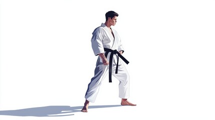 Obraz premium Karate practice session dojo sport photography indoor side view martial arts discipline