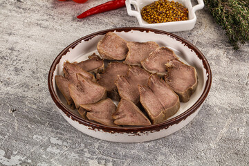 Sliced boiled pork tongue snack