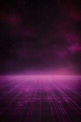 Purple grid lines converging to a dark nebula.