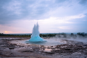 In the Geyser Valley of Iceland, Strokkur stands as a major attraction on the renowned Golden Circle route