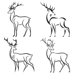 Forest Deer Silhouette Illustration with a white background