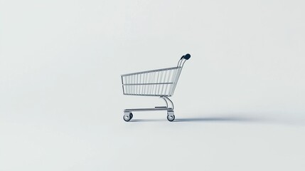 Shopping cart on a minimalist background e-commerce concept studio setting modern viewpoint