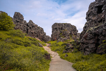 The Eurasian and North American tectonic plates - Thingvellir National Park - Iceland