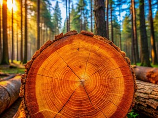 Abstract Forest Wood Texture: Sliced Orange-Brown Timber in Natural Setting