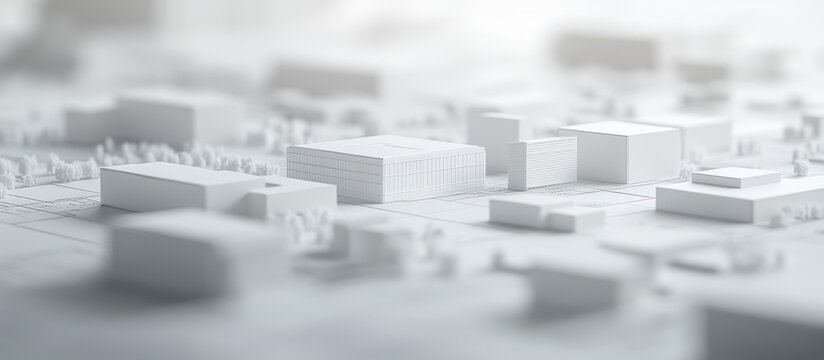 Abstract white city model, architectural design concept.