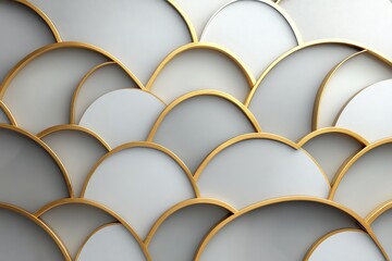 Obraz premium Elegant Gold-Accented White Semicircle Abstract Art