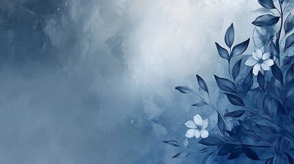 Blue Hues Abstract Floral Painting Background