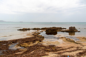Beautiful day on the beach in Rimel, Bizerte, Tunisia