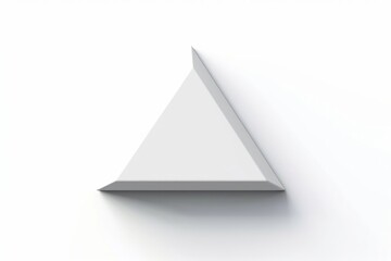 3D white triangle isolated on white background. Front view.