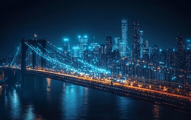 Abstract futuristic city lights at night