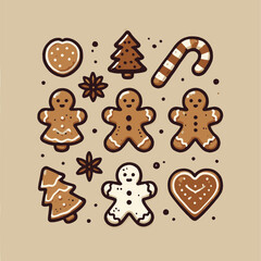 christmas gingerbread cookies illustrations vector