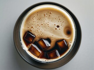 iced coffee in a cup top view