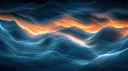 Fototapeta premium A surreal ocean of clouds, dynamic indigo and rose tones illuminating the layers of soft vapor, dramatic sun rays piercing through