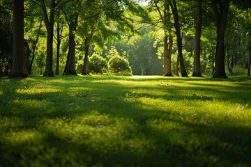 A close-up of freshly mowed grass with a riding mower in the background, The earthy scent of freshly mowed grass