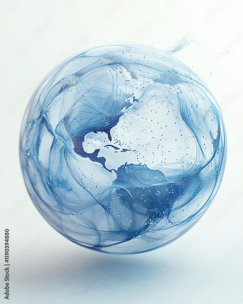 Aufkleber abstract digital globe with interconnected global network lines, futuristic technology design, light