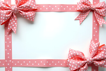 A cheerful frame made of polka-dot patterned ribbons, with oversized bows in the corners for a whimsical touch