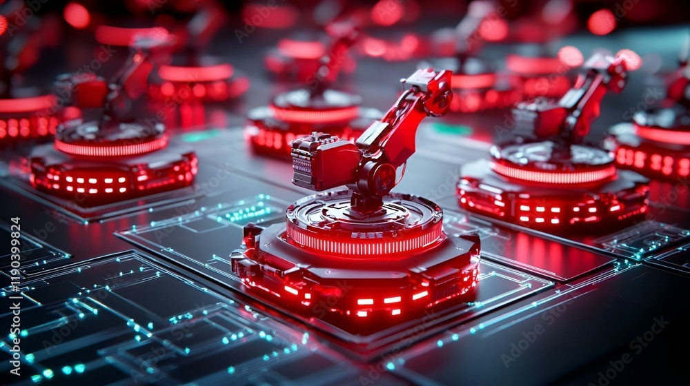Aufkleber advanced robotics in a digital manufacturing environment, showcasing automated machinery and intrica