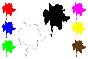 Leme city (Federative Republic of Brazil, Sao Paulo state) map vector illustration, scribble sketch Leme map