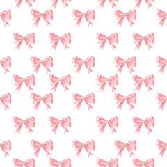 Watercolor Pink Bow seamless pattern, which means you can create larger prints, without losing quality. adorable ribbon bows in a watercolor style. Ideal for papers, wallpaper, wrapping paper and more