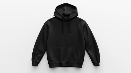 Black hooded sweatshirt isolated on white.