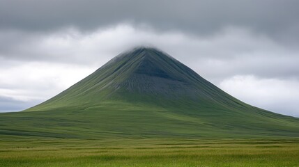 Fototapeta premium Green Mountain Under Cloudy Sky Dramatic Landscape