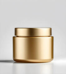 Blank Gold Cosmetic and beauty product for body care, face or gel for beauty skin isolated on a white background, beauty cream jar, blank template empty and clean jar with cap for cosmetic cream