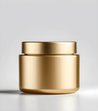 Blank Gold Cosmetic and beauty product for body care, face or gel for beauty skin  isolated on a white background, beauty cream jar, blank template empty and clean jar with cap for cosmetic cream