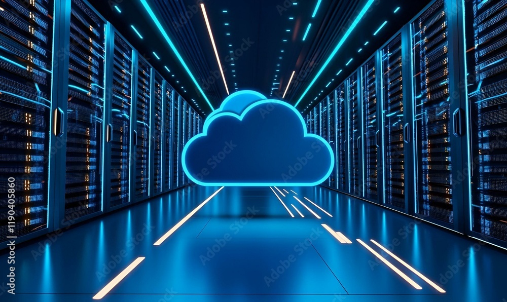 Poster digital cloud storage, a seamless platform for secure data storage and transfer, enhancing accessibi