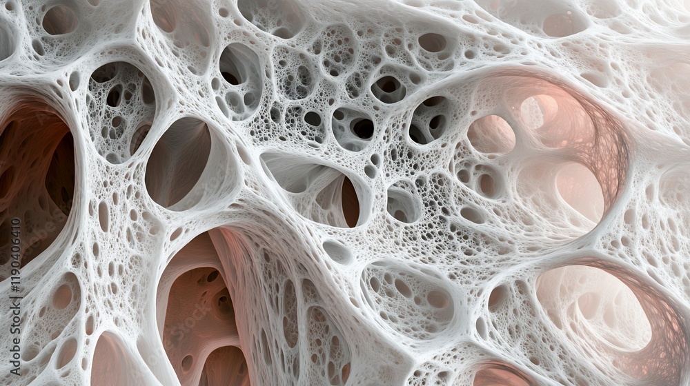 Fototapete abstract 3d rendering of a complex, porous, organic structure with interconnected cavities and chann