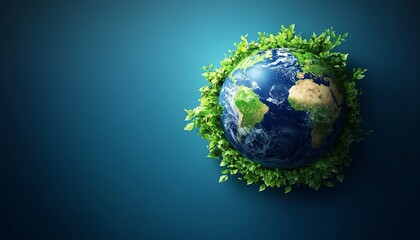Fototapeta premium A vibrant blue and green Earth globe, representing ecological conservation, environmental protection, Save the Planet logo, Earth Day concept in ecofriendly design