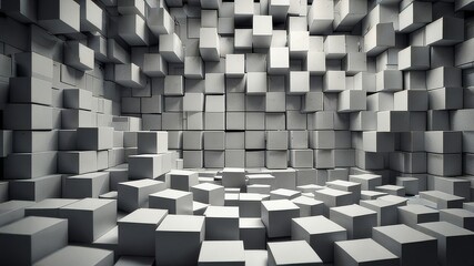 3d render of a modern building white cubic background 