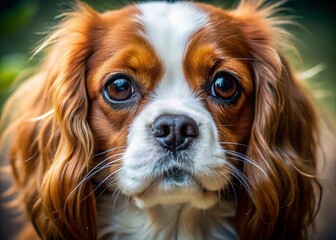 Naklejka premium Adorable Cavalier King Charles Spaniel Puppy Close-Up Macro Photography