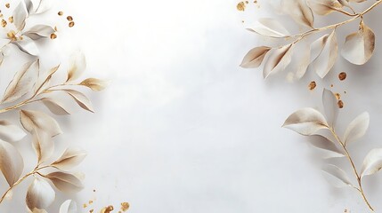 Elegant Gold And White Leaf Design Background