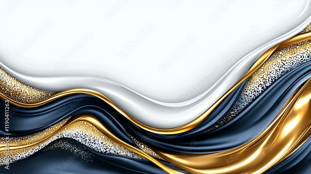 Poster elegant artwork featuring a striking design adorned with shimmering gold and silver elements, creati